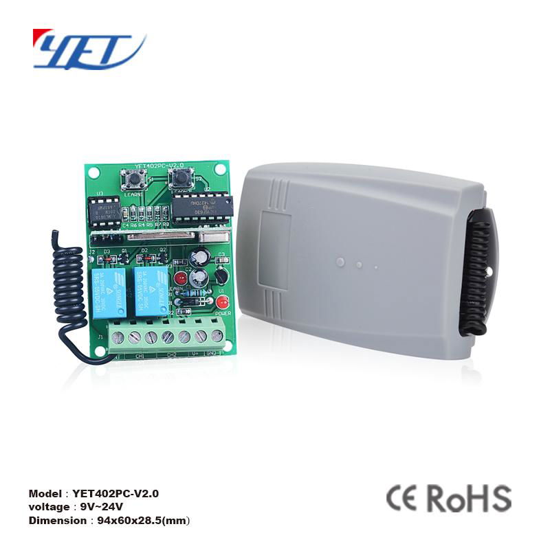 High Quality  315 MHZ 433 MHZ AC 220v DC 12V 10A 4 Channel RF Wireless garage do 2