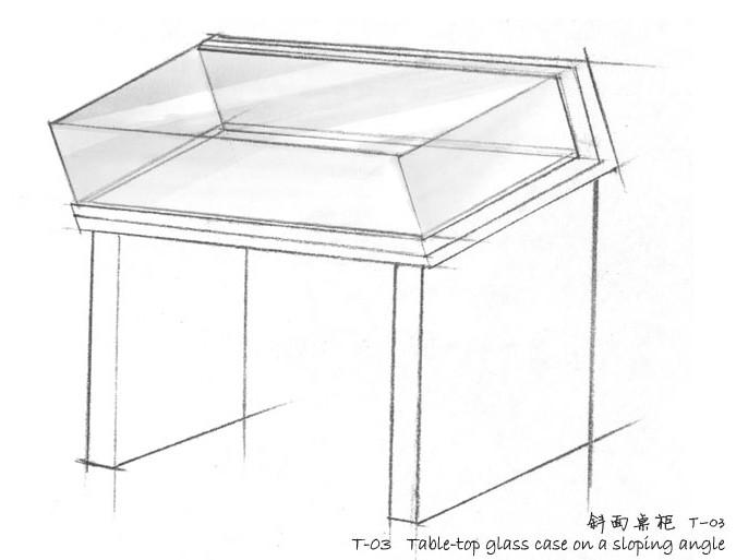 Table top glass case on a sloping angle T03 Relicase (China