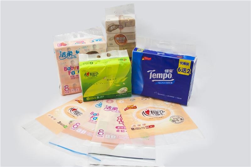 Soft white natural facial tissue plastic packaging
