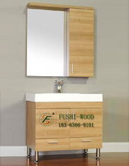 Very popular style modern wooden bathroom cabinet with two sinks