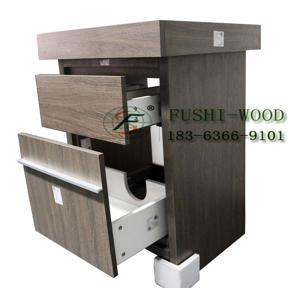 Very popular style modern wooden bathroom with two sinks FS