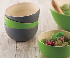 Coiled bamboo salad bowls