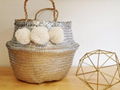 NATURAL ROUND SEAGRASS BELLY BASKET WITH WOOLEN POM-POM 1