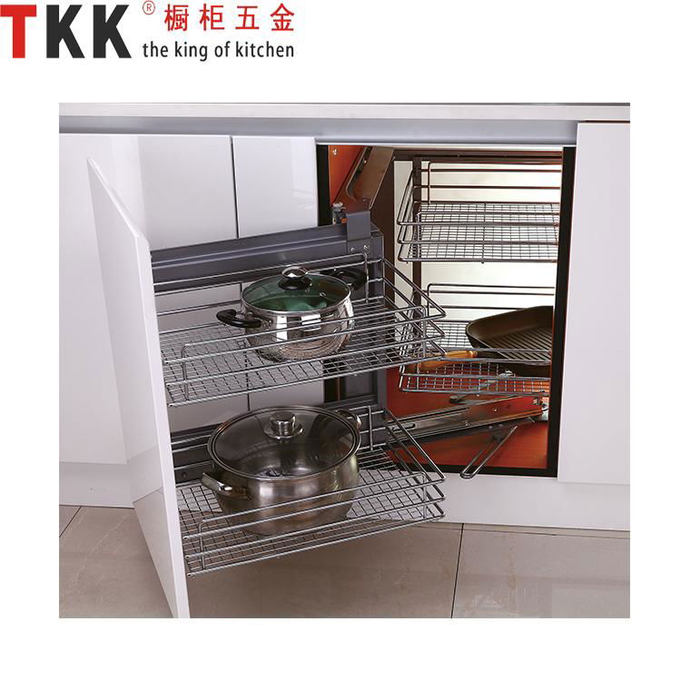 Soft stop Repon slide kitchen cabinet magic corner unit wire basket 2