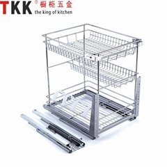 3 Layer soft-stop slide pull out Kitchen Storage Wire basket