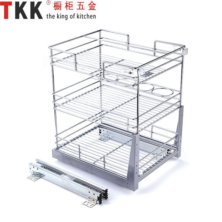 3 Layer soft-stop slide pull out Kitchen Storage Wire basket 2