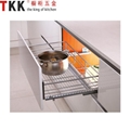 Soft-stop slide stainless three-side kitchen storage wire basket