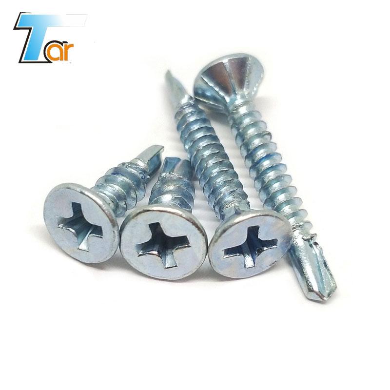 Fast penetrate CSK Flat Head Self Drilling screw with or without ribs/nibs under 2