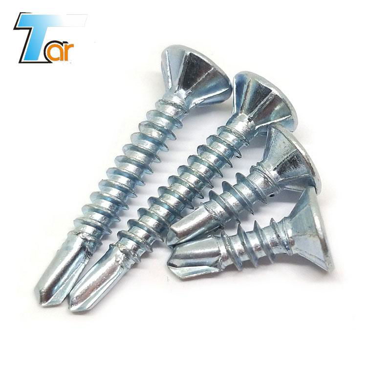Fast penetrate CSK Flat Head Self Drilling screw with or without ribs/nibs under 4