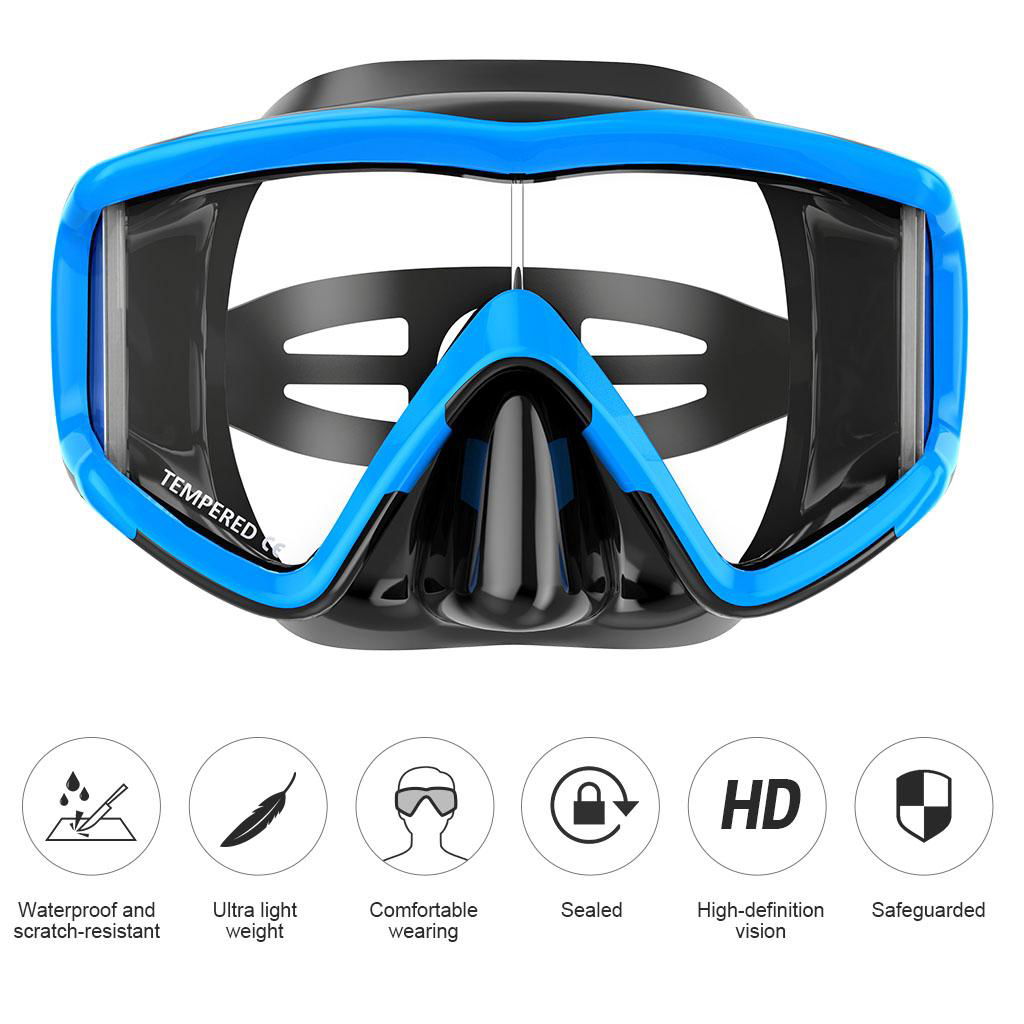 Dive Mask Wide 180 Degree Vision Snorkeling Lens for Adults and Children in Divi 5