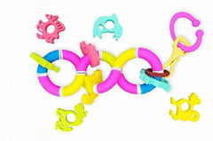 Baby safety silicone shake and twisty rattle teether toy