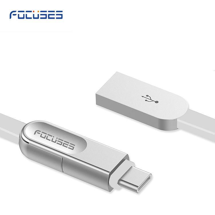 FOCUSES Premium 3.28ft New Design Micro USB and Type C Two in One USB Data Cable