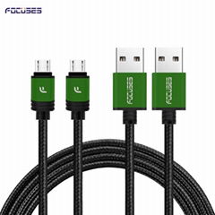 FOCUSES 3.28ft New Design Braided Jacket Micro USB Data Cable for Android