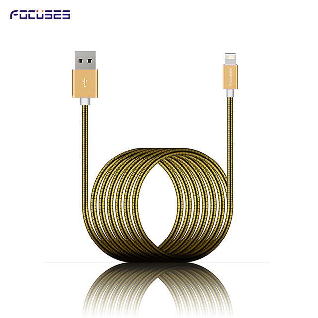 FOCUSES Premium Metal Body Durable High Speed USB Data Cable for iPhone