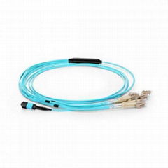 12 Fibers 10G OM3 12 Strands MPO Harness Cable 3.0mm LSZH/Riser