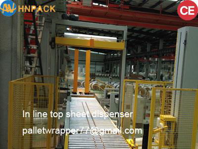  Pallet Stretch Wrapper With Top Foil Applicator For pallet top Film Cover 2