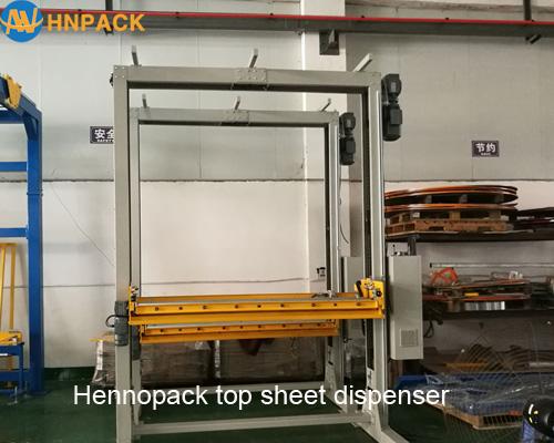  Fully Automatic on line pallet top foil sheet dispenser Wrapping Machine 3