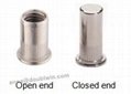 Knurled surface  Stainless steel rivet nut