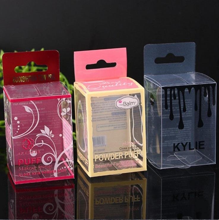 Cosmetic small powder puff transparent plastic custom packaging box 2