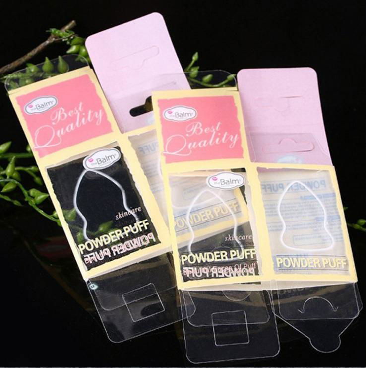 Cosmetic small powder puff transparent plastic custom packaging box 4