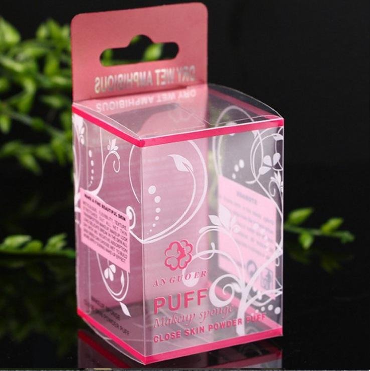 Cosmetic small powder puff transparent plastic custom packaging box 5