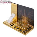 Luxurious Gold Mirror Acrylic Counter Top Cosmetic Display Stand Holder