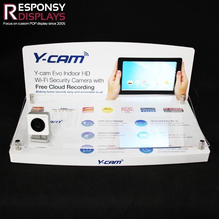 Counter Top Acrylic CCTV Security Surveillance Camera Display Stand with Video P 2