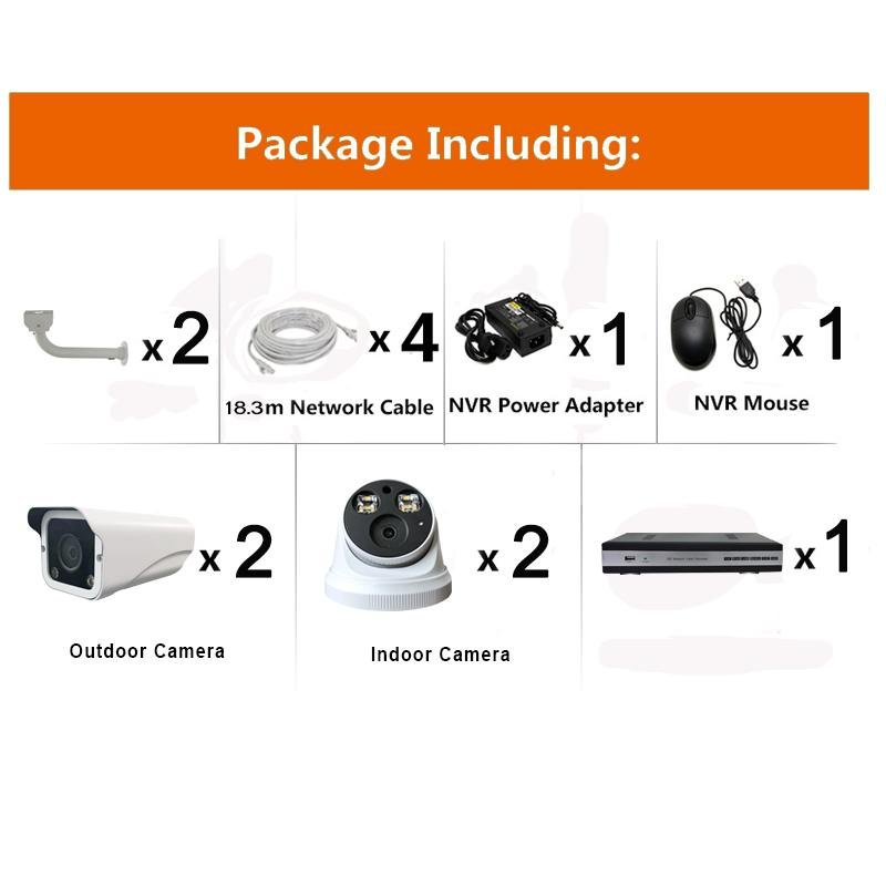 4chs H. 265 1080P Full Color in Day & Night Poe IP Camera Systems 5