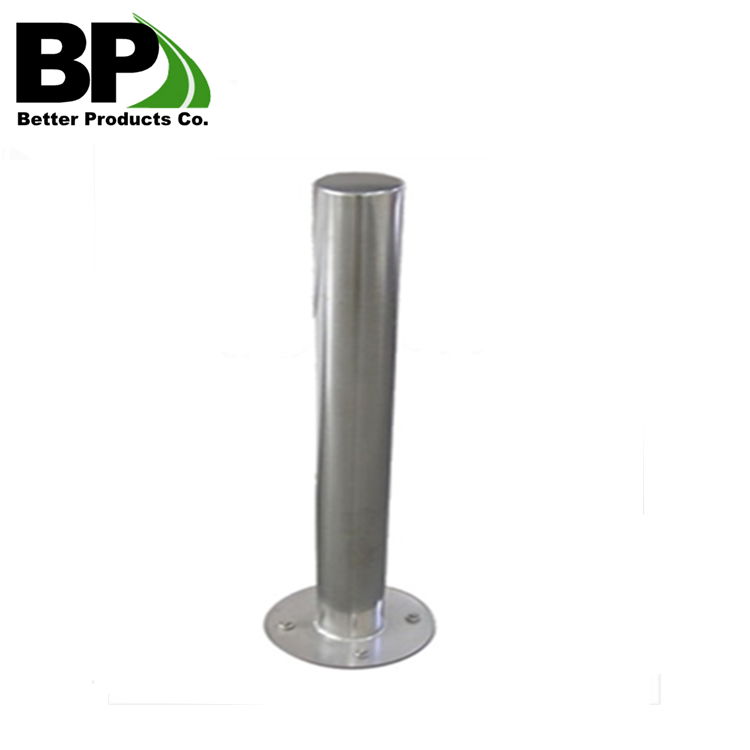 Yellow steel or plastic cap in traffic steel bollards 2