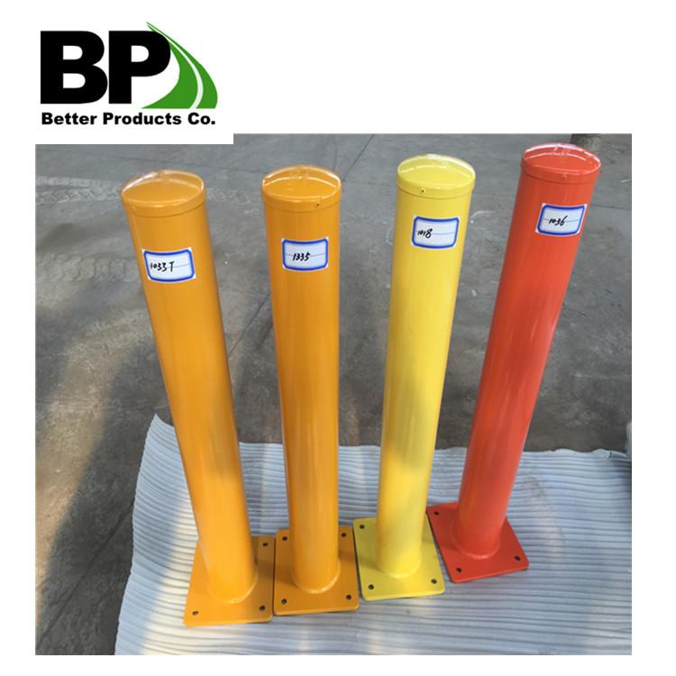 Yellow steel or plastic cap in traffic steel bollards 3