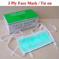 Surgical Medical Face Mask Tie On High Filtration Cap Blue Color 3 Ply 3