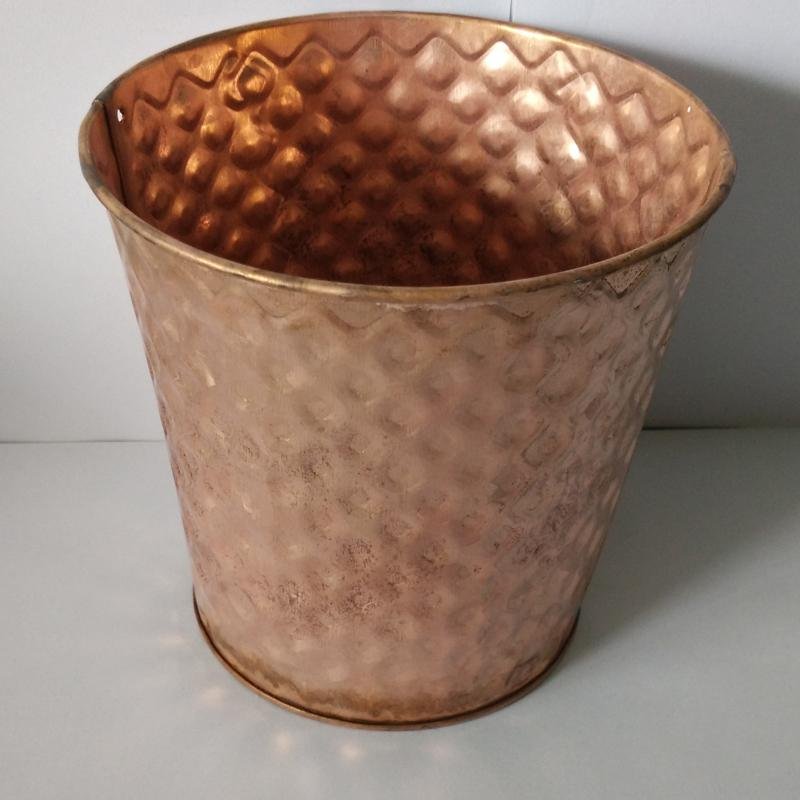 Copper patina finish metal flower pot planter