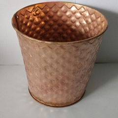 Copper patina finish metal flower pot planter