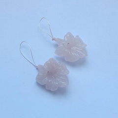 New Arrival Rose Quartz Carved Flowers Earring beads