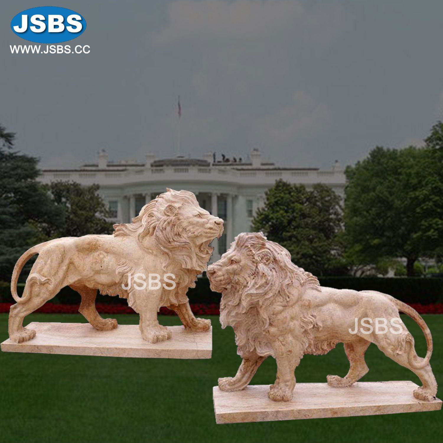 Outdoor Decorative White Running Life Size Lion Statues For Sale 2