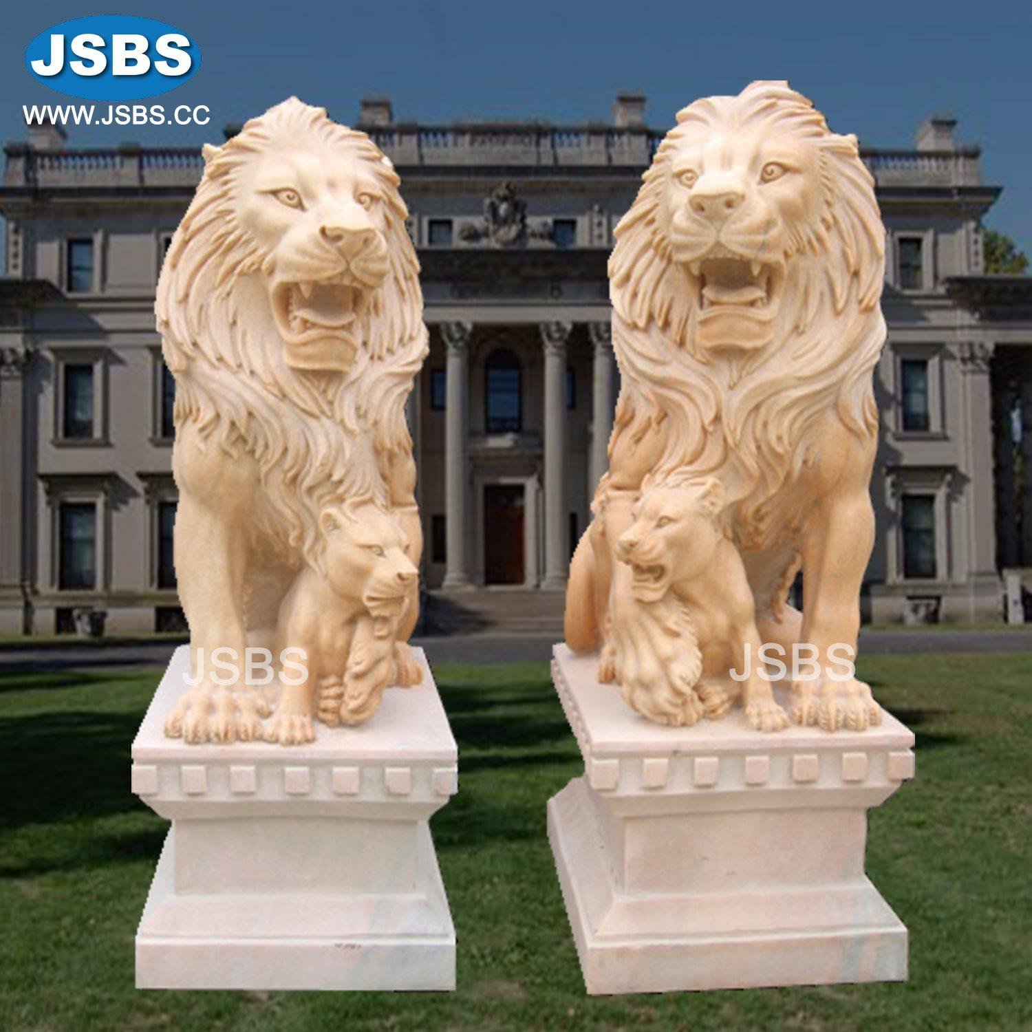 Outdoor Decorative White Running Life Size Lion Statues For Sale 3