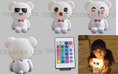 animal  kids Portable  Rechargeable Cute Bear Silicone Led Small Night Light