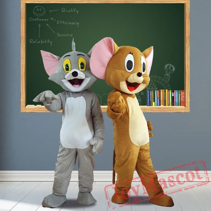 Tom Cat Jerry Mouse Cartoon Mascot Costumes for Adult