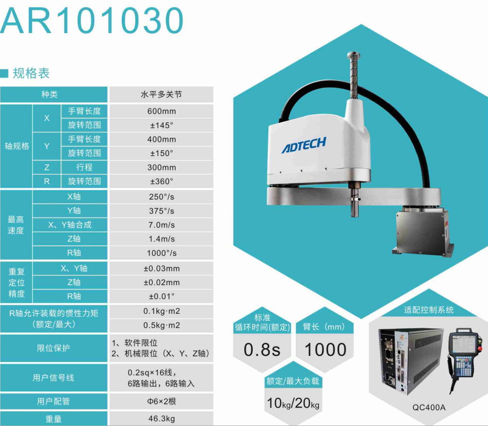 ADTECH眾為興AR101030四軸1000臂長工業機器人 2