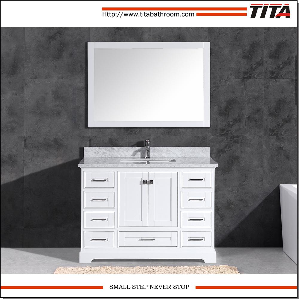 Floor Mounted White Lacquer 48 Inch Wide Bathroom Vanity T9311 with