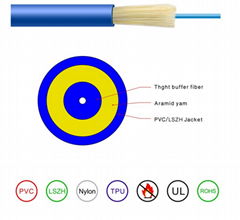 Indoor simplex 1 core distribution tight buffer fiber optic cable with aramid ya