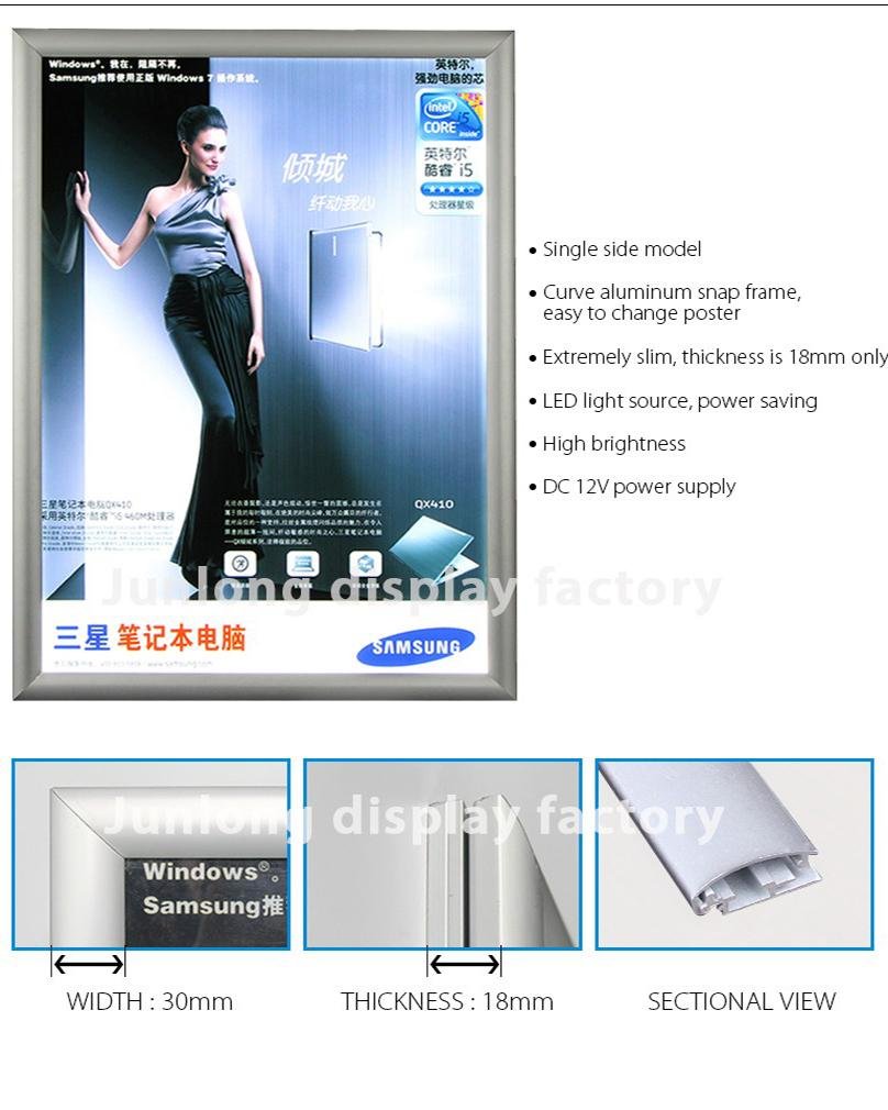 Aluminum snap frame light box for advertising 3