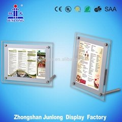 A4 restaurant AA battery crystal light box with stand