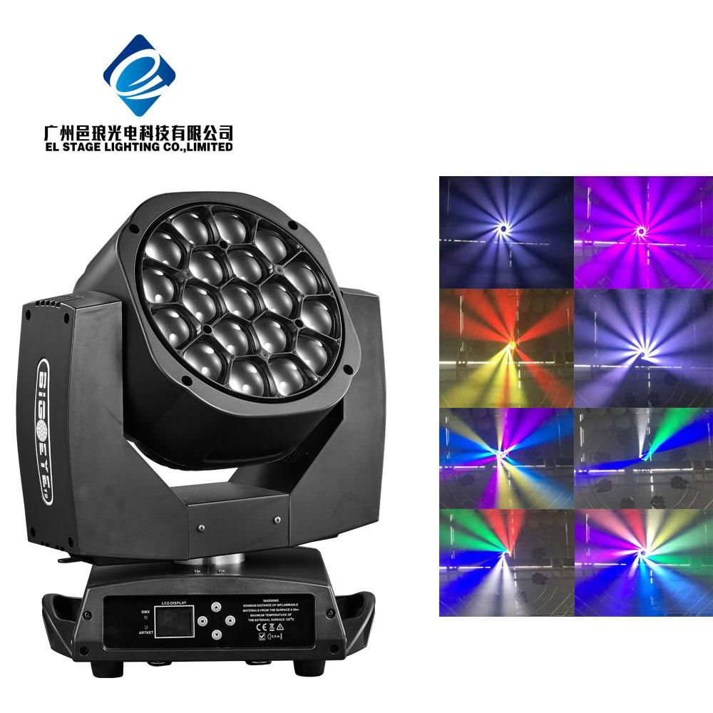 19*15w big bee eye led moving head light high power led stage 