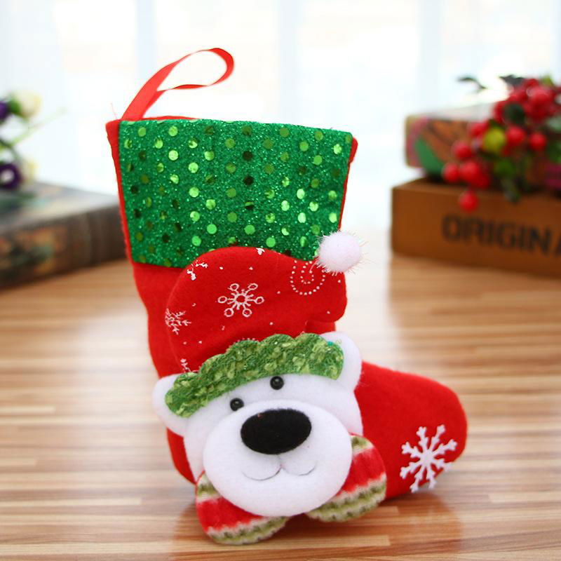 Hot Sales Indoor Decor Gift Flannel Christmas Stocking 3