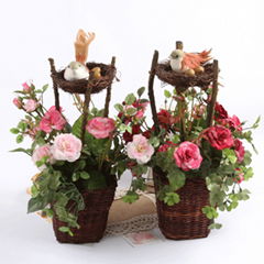 Pastoral European INS Bird Nest Artificial Rose Flower Wedding Home Decor