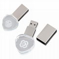 USB 2.0 LED Light Flash Drive Crystal Transparent Glass Pen Drive Memory Stick 2