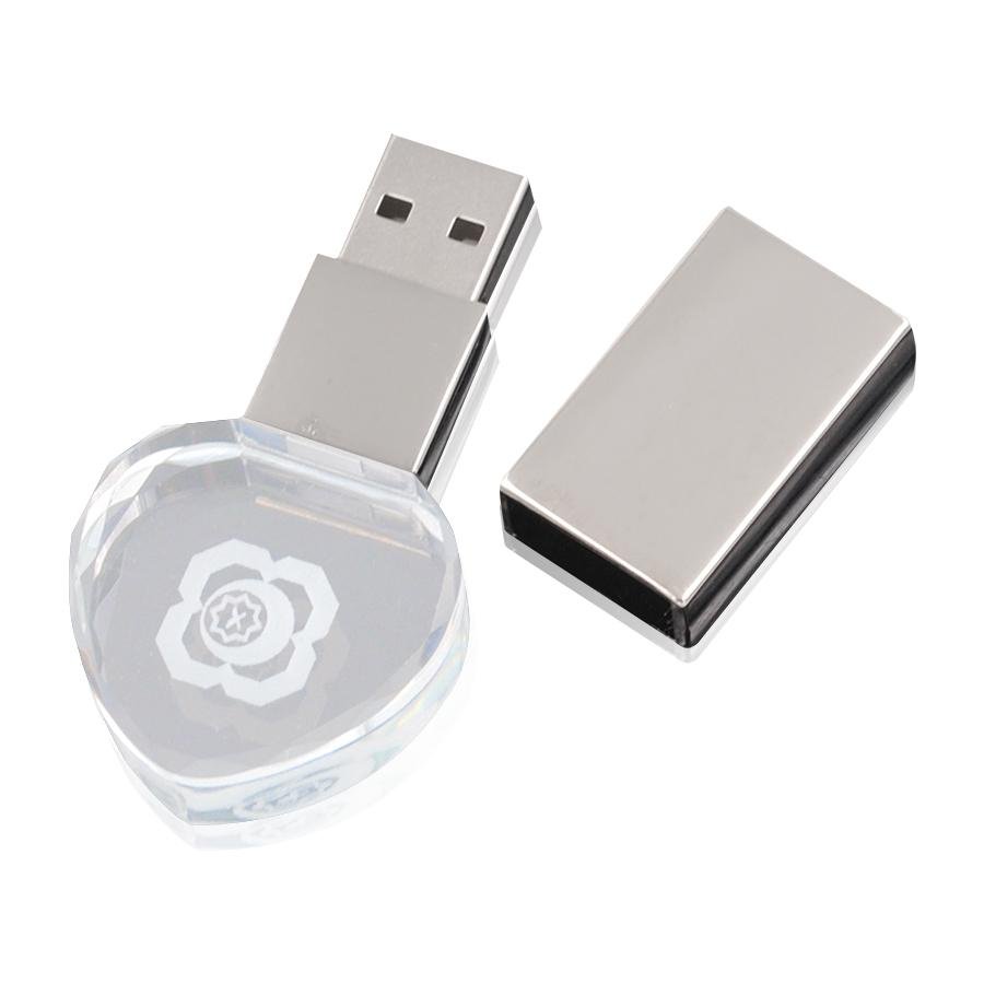 USB 2.0 LED Light Flash Drive Crystal Transparent Glass Pen Drive Memory Stick 1
