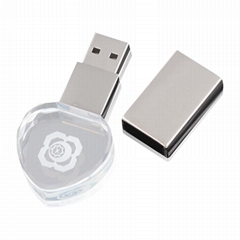 USB 2.0 LED Light Flash Drive Crystal Transparent Glass Pen Drive Memory Stick