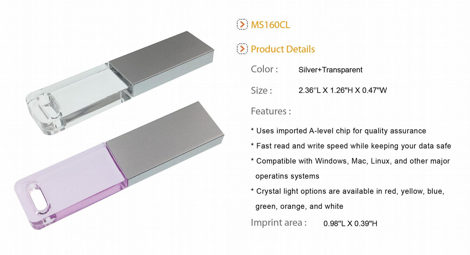 Crystal Transparent Rectangle USB Flash Drive Wedding Gift PenDrive 5